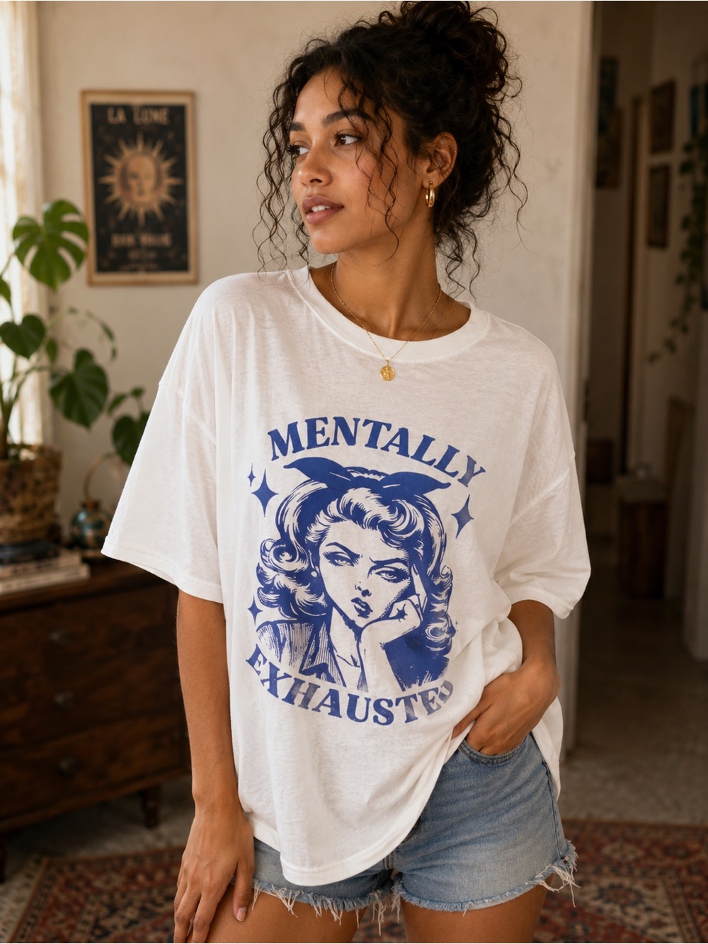 White 'Mentally Exhausted' Graphic Tee